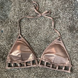 bronze shimmery caged bikini top